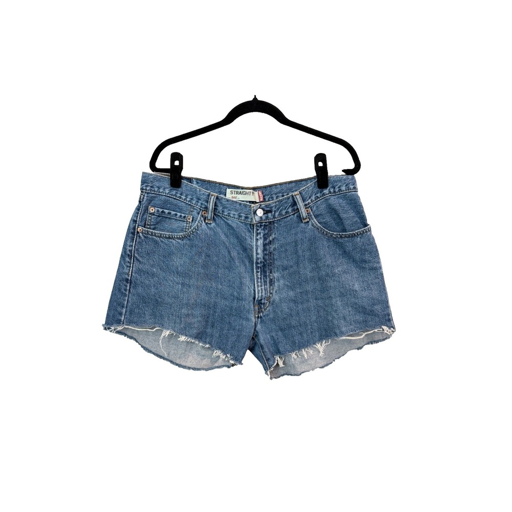 Levi's 505 Womens Size 36 Straight Fit Denim Cutoff Shorts High Rise Frayed Hem